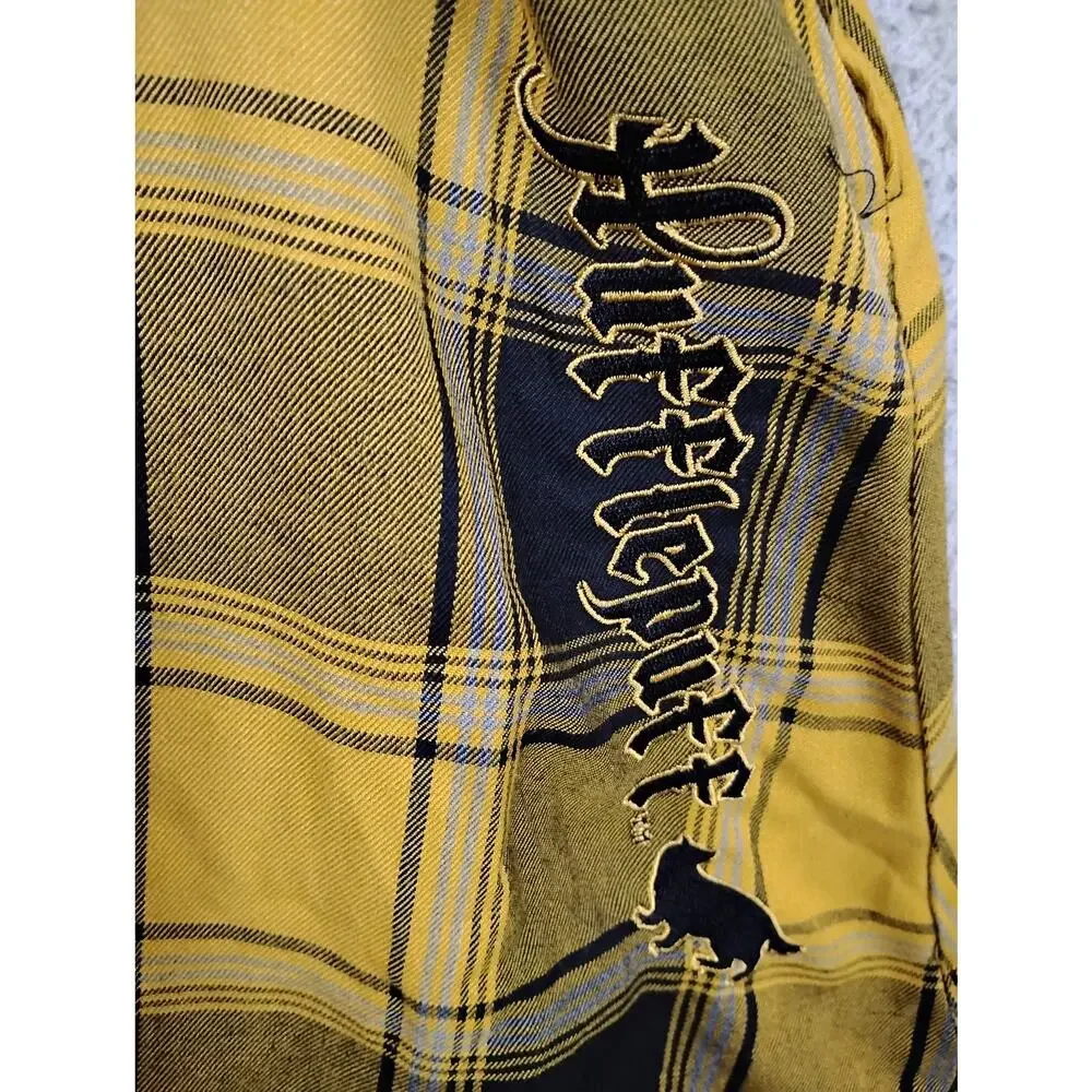 Harry Potter Hufflepuff Pleated Skirt Size XL Yellow and Black Plaid Side Zipper